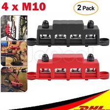 2x Sammelschiene Positiv Negativ Batterie Stromverteilerblock 4 Wege M10 Klemme