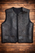 Herren Biker Weste Schwarz