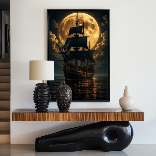 Segelschiff unter dem - , vollmond