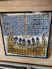 Lisa Larson Wandfliese „Wikingerschiff“ Gustavsberg UNIK 1960er Mid-Century