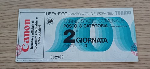 Ticket euro 1980 england - ticket,