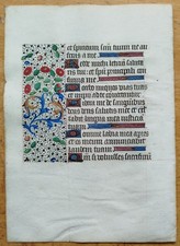 Original Manuskript Blatt Stundenbuch Gold Bordüre (F) - 1450