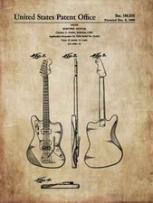 Antike Gitarre FENDER, GIBSON 1938-59 : Designs f. Poster, Wandbild, Geschenk