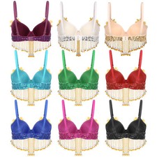 Frauen Bralette Quasten BH Indisch Tops Kunststoffperlen Wettbewerb Bühne Thema