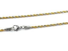 Edelstahl Kordelkette Kette Halskette gedreht Silber Gold bicolor Ø 2mm L 45cm