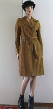 ZARA Vintage Ledermantel M Ziegenleder Trenchcoat A-Linie Wickeljacke Mantel 90s