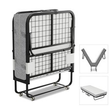 Klappbett Gästebett Matratze mit Matratze Klappbar Gästeliege Räder 90x200cm