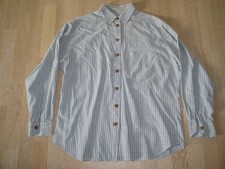 schicke Van Laack Bluse, Gr. 44,  getragen, Weiß-Blau kariert