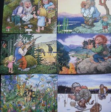 6 Karten Postkarten Trolle 6