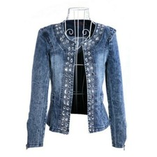 Damen Kristall Jeansjacke