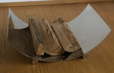 Kaminholz Ablage Edelstahl massiv