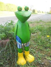  Frosch mit Fisch Metallfrosch