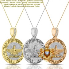 Echter natürlicher Diamant 1,00 ctw.  Faravahar Ahura Mazda Zoroastrischer Charm Anhänger