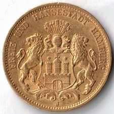 Hamburg 20 Mark Gold 1884 J Goldmünze Kaiserreich