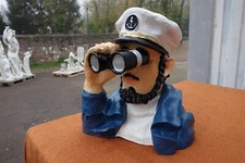 Seemann Kapitän Büste Kopf 32x27x24 cm Garten Deko Figur Maritim Spion Spanner