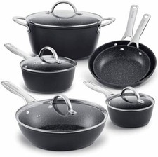 Kochgeschirr-Set 10-teilig Antihaft Töpfe Pfannen und Bratpfannen Set Ofenfest