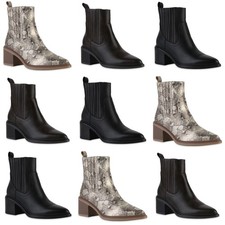 Damen Klassische Stiefeletten Spitze Booties Blockabsatz Schuhe 841887 Mode