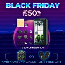 MARS HYDRO 60x60x140cm Growbox Komplettset+TS 600 LED GrowZelt+Inline Fan kit