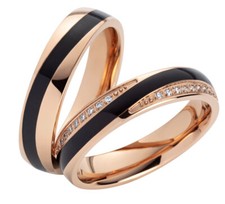 Ring Eheringe Partnerringe Verlobungsringe Edelstahl rose schwarz + Gravur