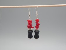 Rote koralle onyx ohrringe - rote,