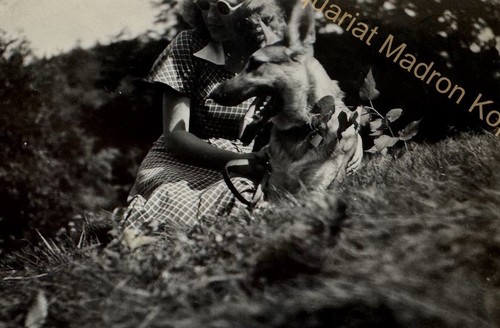 Orig foto frau mädchen hund - foto,