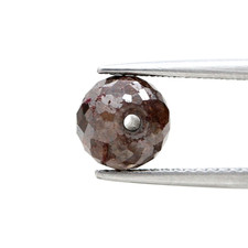 Groß Gebohrt Rund Natürlicher Diamant 2.41TCW 7.0 MM Grau Farbe Bead Rose Cut