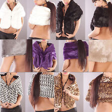 Damen Stola Bolero Brautjacke Cape Hochzeit Abendmode FakePelz Plüsch Webpelz