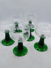 6 Stück Luminarc Gläser Römer Luminarc France grüner Fuß Weinlaub Vintage, 0,1 l