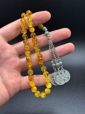 Tesbih Runder Damla Kehribar Tespih mit osmanischem Silber Gebetskette Bernstein