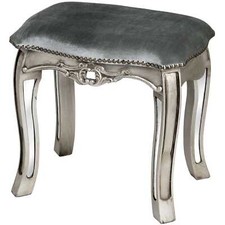 Silber Hocker Pouf Schminktisch Sitzhocker Polsterhocker Sitzbank Schemel Barock