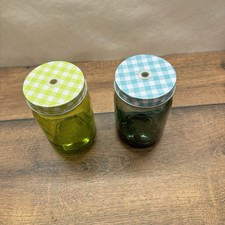 Trinkglas Set 2× mit Deckel-Loch • Mason Jar • Drinking Jar