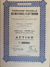 Compagnie Nouvelle du materiel Flottmann alte belgische Aktie 1944