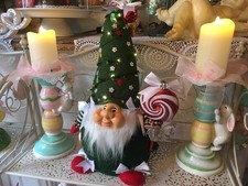 Wichtel Gnom Tannenbaum Lolli LED Blumen Perlenarmband n. Tilda Art Landhaus NEU