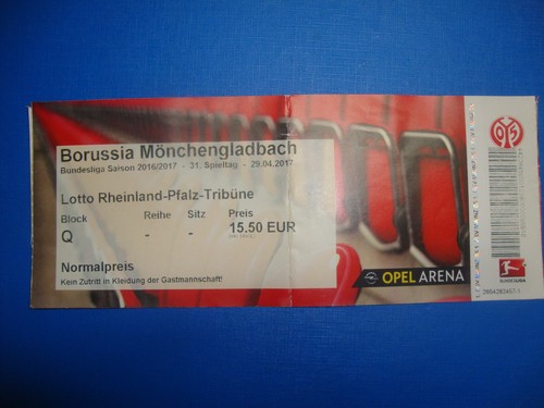 Ticket fsv mainz 05 - 16/17,