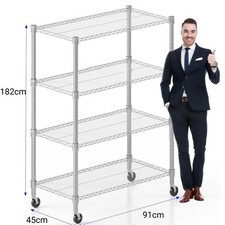 Küchenregal mit Rollen, Standregal, Lagerregal 4 Ebenen, Schwerlast Metall Regal