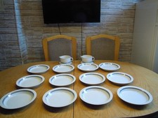 Thomas Porzellan Arcta mit Platin- und Blaurand Suppenteller  12 Personen