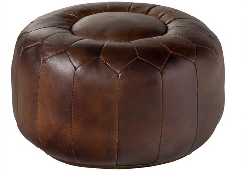 Pouf hocker echtleder - hocker, 60x60x38