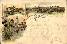 Litho Günzburg an der Donau Schwaben, Hofkirche, Schloss, Stadttor - 4174621