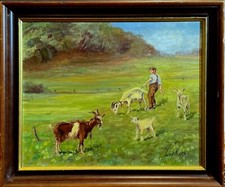 Emil August Liefkes  "Der kleine Hirte mit seinen Ziegen",  interessantes Bild