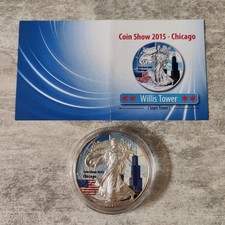 USA 2015 - 1$ 1OZ Dollar in Silber (1 Unze), stgl. in Farbe - Willis Tower
