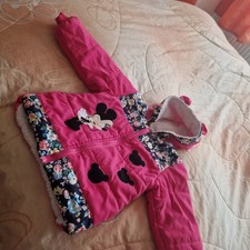 Jacke für Mädchen, Minnie Mouse, Gr. 92/98, rosa/bunt, Fell innen, Kapuze, 
