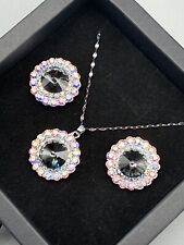 Luxus Schmuckset Silber Kette Swarovski® Kristall Element Damen Geschenk Neu