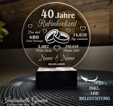 ❤ Gravur Aufsteller 40 Jahre