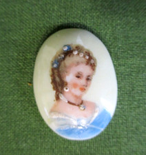 Miniatur Porzellan Limoges France Bild 2,5x2 cm Dame Puppenstube Schmuck vintage