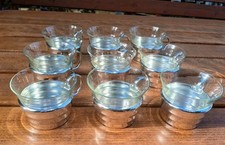 9 vintage DDR Teegläser mit 9 Aluhaltern silberfarben - 8,5 x 6,5 cm