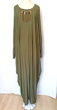 Damen Maxi Kaftan Shirtkleid in Oliv Onesize F718R Fledermausärmel Lagenlook