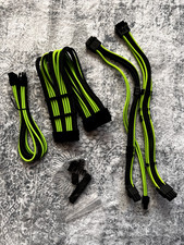 Schwarz-Grün 30cm Sleeved Set: ATX 24-Pin, EPS 8-Pin (4+4), PCIe 8-Pin (6+2)