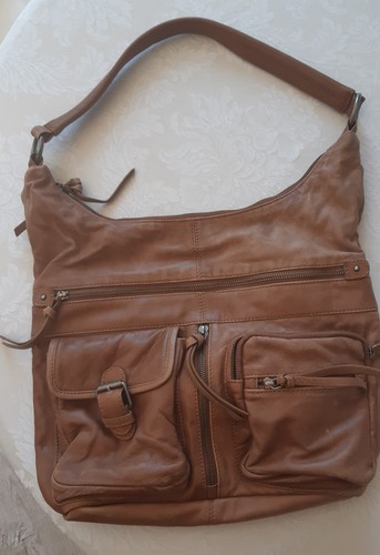 Hellbraun leder schultertasche - hellbraun,