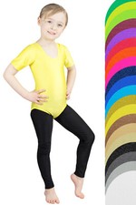 Turnanzug Glanz Kinder einfarbig kurze Ärmel Kurzarmbody stretch Leotard 116-176