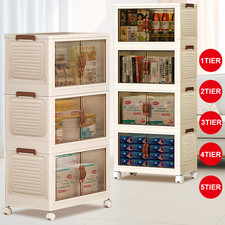 Tragbarer Schrank Faltbare Aufbewahrungsbox Transparente Lagerbox mit Rollen NEU